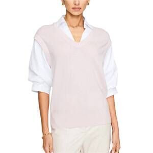 NEW BROCHU WALKER the kate looker shirt in paloma with white palow